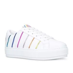 Kurt Geiger Women's Laney Rainbow Stripe Low Top Platform Sneakers
